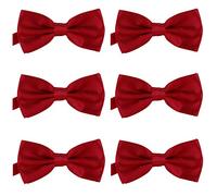 DonDon 6er Set Herren Fliege 12 x 6 cm gebunden und längenverstellbar dunkelrot