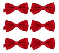 DonDon 6er Set Herren Fliege 12 x 6 cm gebunden und längenverstellbar kirschrot