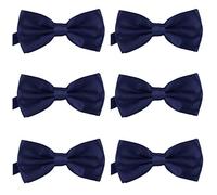DonDon 6er Set Herren Fliege 12 x 6 cm gebunden und längenverstellbar nachtblau