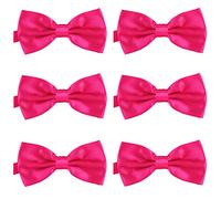DonDon 6er Set Herren Fliege 12 x 6 cm gebunden und längenverstellbar pink