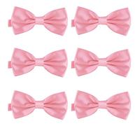 DonDon 6er Set Herren Fliege 12 x 6 cm gebunden und längenverstellbar rosa