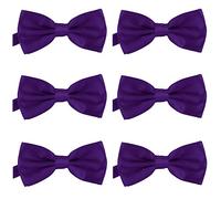 DonDon 6er Set Herren Fliege 12 x 6 cm gebunden und längenverstellbar violett