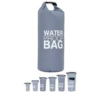 DonDon Dry Bag wasserdichte Tasche 2l, 5l, 10l, 15l, 20l, 30l Pack-Sack Beutel mit Schultergurt - grau 20 Liter