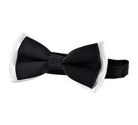 DonDon Edle Kinder Fliege gebunden und längenverstellbar 9 x 4,5 cm schwarz-weiß glänzend in Seiden Look