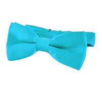 DonDon Edle Kinder Fliege gebunden und längenverstellbar 9 x 4,5 cm türkis glänzend in Seiden Look