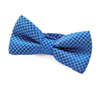 DonDon Edle Kinder Jungen Fliege gebunden und längenverstellbar 9 x 4,5 cm blau glänzend mit silbernen Punkten