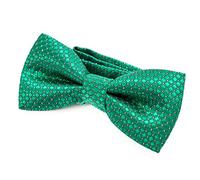 DonDon Edle Kinder Jungen Fliege gebunden und längenverstellbar 9 x 4,5 cm grün glänzend mit silbernen Punkten