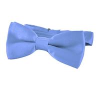 DonDon Edle Kinder Jungen Fliege gebunden und längenverstellbar 9 x 4,5 cm hellblau glänzend in Seiden Look