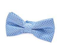 DonDon Edle Kinder Jungen Fliege gebunden und längenverstellbar 9 x 4,5 cm hellblau glänzend mit silbernen Punkten