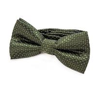 DonDon Edle Kinder Jungen Fliege gebunden und längenverstellbar 9 x 4,5 cm olivgrün glänzend mit silbernen Punkten