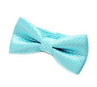 DonDon Edle Kinder Jungen Fliege gebunden und längenverstellbar 9 x 4,5 cm türkis glänzend mit silbernen Punkten