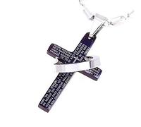 DonDon Halskette mit schwarzem Kreuz und Edelstahlring Anhänger in einem schwarzen Samtbeutel