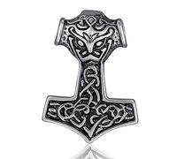 DonDon Herren Anhänger Thor Hammer aus Edelstahl verpackt in einem schwarzen Samtbeutel