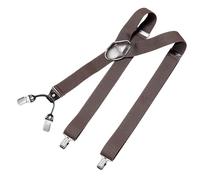 DonDon Hosenträger Herren extra stark dunkelbraun 3,5 cm Hosenträger Herren breit mit brauem Leder in Y-Form lang - Starke Clips passend für Anzug Jeans Chinos Vintage Rockabilly Suspenders