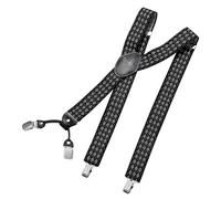 DonDon Hosenträger Herren extra stark Rauten schwarz grau weiß 3,5 cm Hosenträger Herren breit in Y-Form lang - Starke Clips passend für Anzug Jeans Chinos Vintage Rockabilly Suspenders