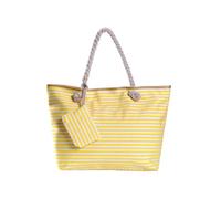 DonDon Strandtasche mit Reißverschluss, Große Strandtasche XXL, Shopper Tasche Damen - Praktische Beach bag Umhängetasche Damen Badetasche für Strand und Meer - gestreift gelb weiß