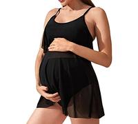 DondPO Umstandsbadeanzug, Große Größe Tankini für Schwangere Schwangerschaft S-XL Zweiteiler Badeanzug High Cut Umstandsbikini Maternity Set Bademode Umstandsbademode mit Bügel Bikini Retro