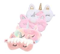 DONFAMDS 4 Stück Niedliche Schlafmaske Einhorn Cartoon aus Weichem Atmungsaktivem Material Abriebfest Komfortabel für Hausgebrauch und Erholsamen Schlaf Perfektes Schlafzubehör für Damen