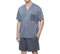 Donfri Schlafanzug Herren Kurz Shorty Sommer Pyjama Set aus Natur Nachtwäsche Männer Schlafanzüge (DE/NL/SE/PL, Alphanumerisch, M, Regular, Regular, Dunkelgrau)