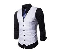 DONGD Formelle Herren-Anzugweste, Business-Kleid, Weste für Anzug oder Smoking, Weiß, Large