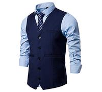 DONGD Herren formelle Anzugweste Business Kleid Weste für Anzug oder Smoking - Blau - X-Large