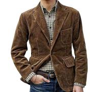 DONGPAO Herren Casual Cord Blazer Jacke Slim Fit Sportmantel Vintage Smart Blazer Zwei Knopf Anzugjacken Business Blazer Jacken Frühling Herbst Hemden Braun XXL