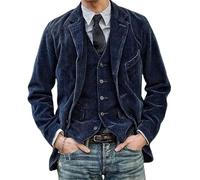 DONGPAO Herren Casual Cord Blazer Jacke Slim Fit Sportmantel Vintage Smart Blazer Zwei Knopf Anzugjacken Business Blazer Jacken Frühling Herbst Hemden Marineblau 4XL
