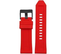 dongriuk Silikon-Uhrenarmband für Diesel DZ4496 DZ4427 DZ4487 DZ4323 DZ4318 DZ4305 Herrenuhren Armband(Red black buckle,24mm)