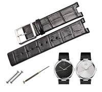dongriuk Uhrenarmband für CK K1S21120/K1S21102/KIS21100, echtes Leder, für Calvin Klein, spezielles konkaves Schnittstellenband, 20 mm, Damen(Black1)