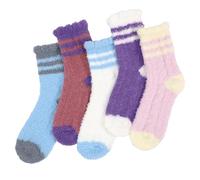 Dongzhi 5 Paar Flauschige Kuschelsocken Damen - Warme Winter Bettsocken, Dicke Weiche Plüsch Haussocken, Schlafsocken aus Fleece