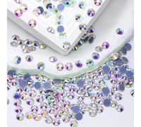 DONGZHOU 1440 Stück Hotfix Strasssteine, Flatback Runde Kristalle Glitzersteine Hitzefix Strasssteine zum Basteln, Strasssteine für Textilien, Kleidung Schuhe DIY Handwerk Kristall AB(SS10/2.7-2.8mm)