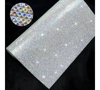 DONGZHOU Bling Strass Blatt, 9690 Stück Kristall Strass Aufkleber Selbstklebender Hotfix Glitter Edelstein Blatt Aufkleber für Auto Interieur & DIY Handwerk Dekoration, 9,4 x 7,9 Zoll, Kristall AB