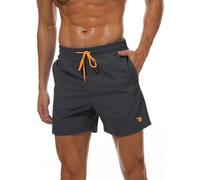 donhobo Badeshorts für Herren Schnelltrocknend Schwimmhose Badehose Jungen Strand Surf Freizeit Schwimmen Laufen Board Shorts (Dunkelgrau, XS)