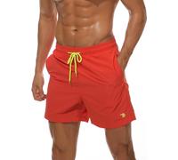 donhobo Badeshorts für Herren Schnelltrocknend Schwimmhose Badehose Jungen Strand Surf Freizeit Schwimmen Laufen Board Shorts (Orange, L)