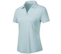 donhobo Damen-Poloshirt Kurzarm Sportshirt V-Ausschnitt mit Kragen Tops Schnelltrocknend Atmungsaktiv Polohemd für Golf Tennis Fitness Trainning Laufen, Baby Blau, XXL