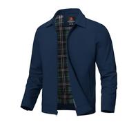 donhobo Herren Jacke Leichte Freizeit Übergangsjacke Sommer Bomberjacke Outdoor Sportjacke Full Zip Up Blousonjacke mit Innentasche, Marine, L