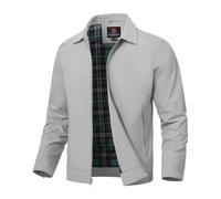 donhobo Leicht Sommerjacke Herren Bomber Jacke Frühling Herbst Übergangsjacke Herrenjacke Blouson Jacke mit Reißverschluss Taschen Hellgrau L