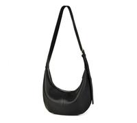 DONNAIN Halbmond Tasche Damen Leder, Crossbody Moon Bag, Lederhandtasche Damen Echtleder, Hobo bag, Umhängetasche, Beuteltasche mit verstellbarem Riemen (Schwarz)