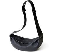 DONNAIN Hochwertige Halbmond Tasche Damen Leder, Moon Bag Damen Leder, Stylische Crossbody Bag, Sling Bag damen, Hobo Bag, Kleine Umhängetasche Echtleder mit Breitem Riemen, Schwarz