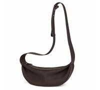 DONNAIN Hochwertige Halbmond Tasche Damen Leder, Moon Bag Damen Leder, Stylische Crossbody Bag, Sling Bag damen, Hobo Bag, Kleine Umhängetasche Echtleder mit Breitem Riemen, Neuer Kaffee