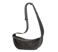 DONNAIN Hochwertige Umhängetasche aus Wildleder, Wildleder Tasche, Minimal Halbmond tasche damen Leder, Moon bag Damen, Crossbody bag for Women und Brusttaschen mit breitem Riemen, Grau
