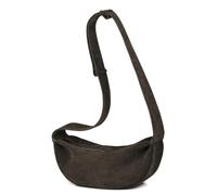 DONNAIN Hochwertige Umhängetasche Damen Leder, Minimal Halbmond tasche Damen, Wildleder Tasche, Moon bag Damen, Crossbody Bag Damen Leder und Brusttaschen mit breitem Riemen, Suede Bag, Kaffee