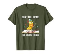 Don't Follow Me Skifahren Banane Winter Schnee Weihnachten Ski T-Shirt, Herren, Olivgrün, M
