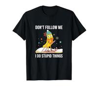 Don't Follow Me Skifahren Banane Winter Schnee Weihnachten Ski T-Shirt, Herren, Schwarz, 5XL