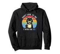 Don't Look At Me, I Voted for Her Harris Coffee Cat Lover Pullover Hoodie