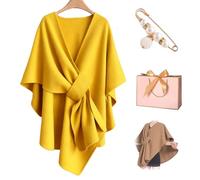 Donubiiu Poncho Scarf, Long Poncho Scarfs,2026 NEW Women's Elegant, Knitted Open Front, Plain Cape Versatile Scarf Wrap with Tab Lightweight, Breathable & Cuddly (M)
