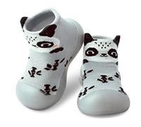 Dookeh Krabbelschuhe Baby, Lauflernschuhe Kinder, rutschfeste Hüttenschuhe Sockenschuhe für Mädchen Junge (A2-Grau, EU Schuhgrößensystem, Kleinkind, Alter (von/bis), M, 9 Monate, 12 Monate)