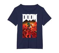Doom Full Color Cover Art Retro Video Game T-Shirt, Damen Große Größen, Marineblau, 5X