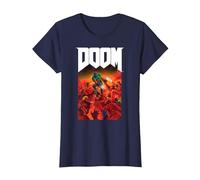 Doom Full Color Cover Art Retro Video Game T-Shirt, Damen, Marineblau, XXL
