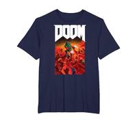 Doom Full Color Cover Art Retro Video Game T-Shirt, Herren Große Größen, Marineblau, 3X Tall